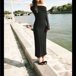 Zara Black Off-Shoulder Lace Dress